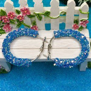 Sparkling Blue Hoop Earrings
